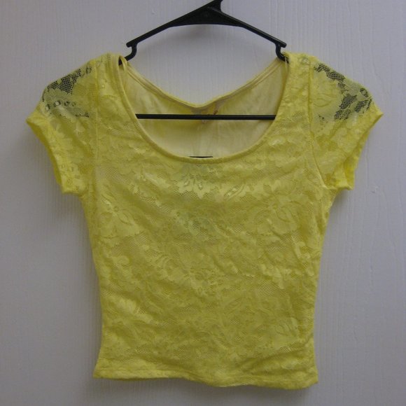 Guess Tops - NWT Guess yellow lace crop top XS extra small
